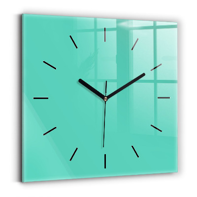 Horloge carrée en verre Turquoise