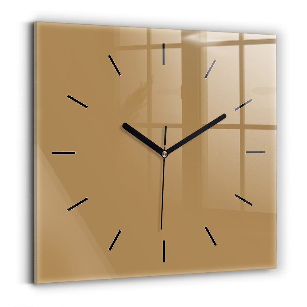 Horloge carrée en verre Beige