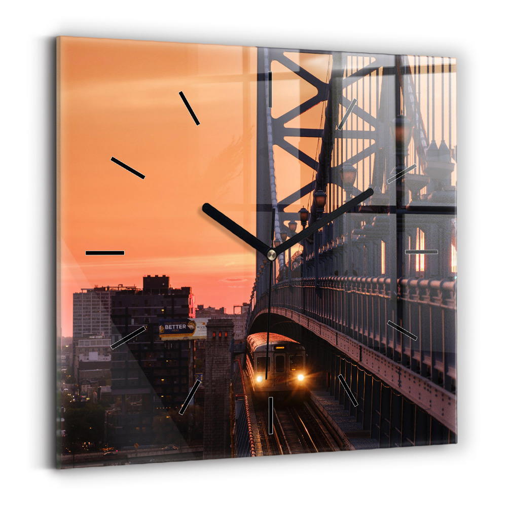 Pendule carrée en verre Pont Benjamin Franklin