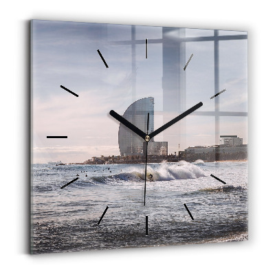 Pendule carrée en verre Surfeur de Barcelone