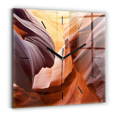 Horloge carrée en verre Canyon d'Antilope