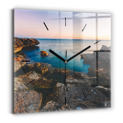 Horloge carrée en verre Paysage marin