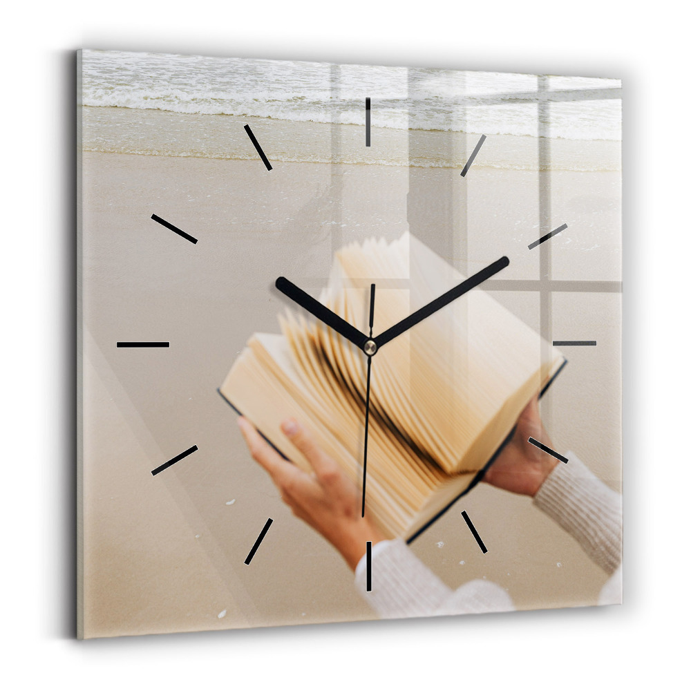 Horloge carrée en verre Un moment avec un livre
