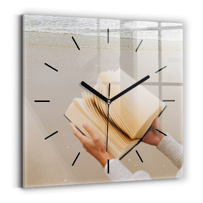 Horloge carrée en verre Un moment avec un livre