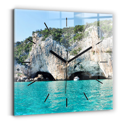 Horloge carrée en verre Grotte sous-marine