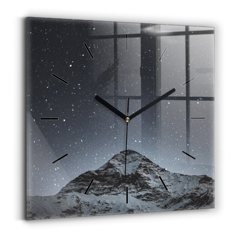 Horloge murale carrée Montagne sous les étoiles