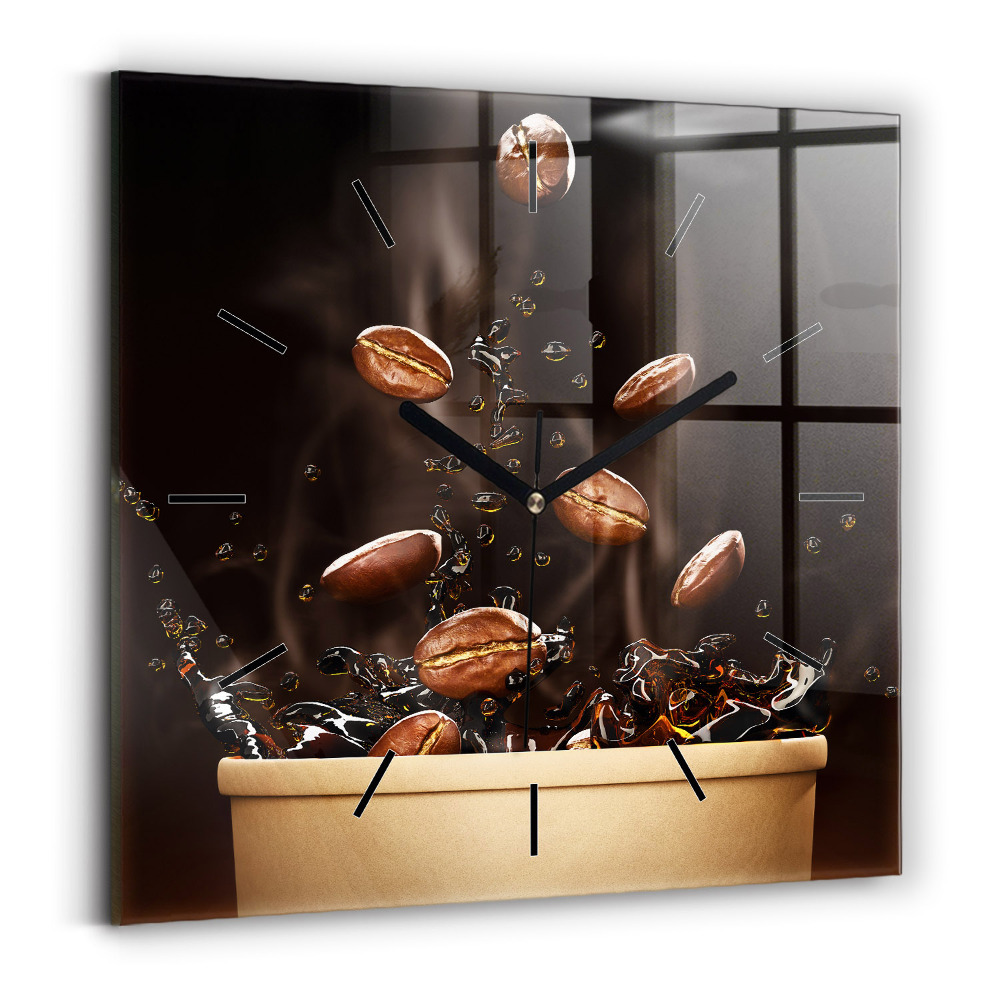 Pendule carrée en verre Café chaud