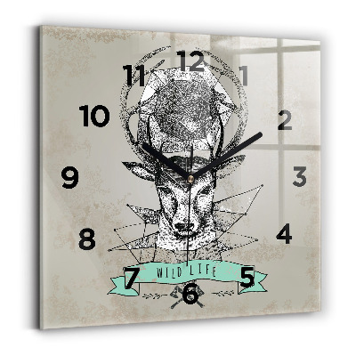Horloge murale carrée Tête de cerf