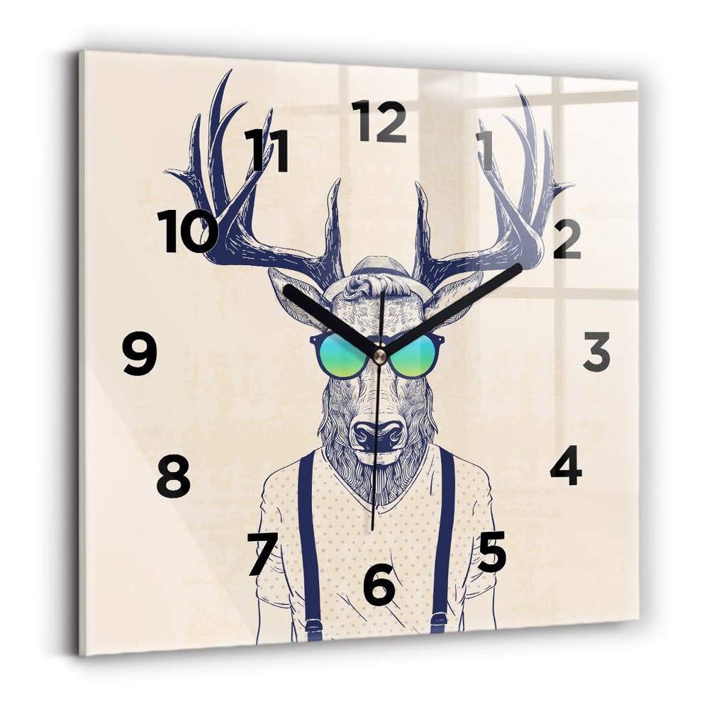 Horloge murale carrée Cerf abstrait