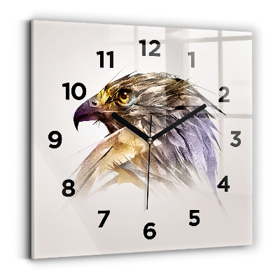 Horloge carrée en verre Oiseau de proie