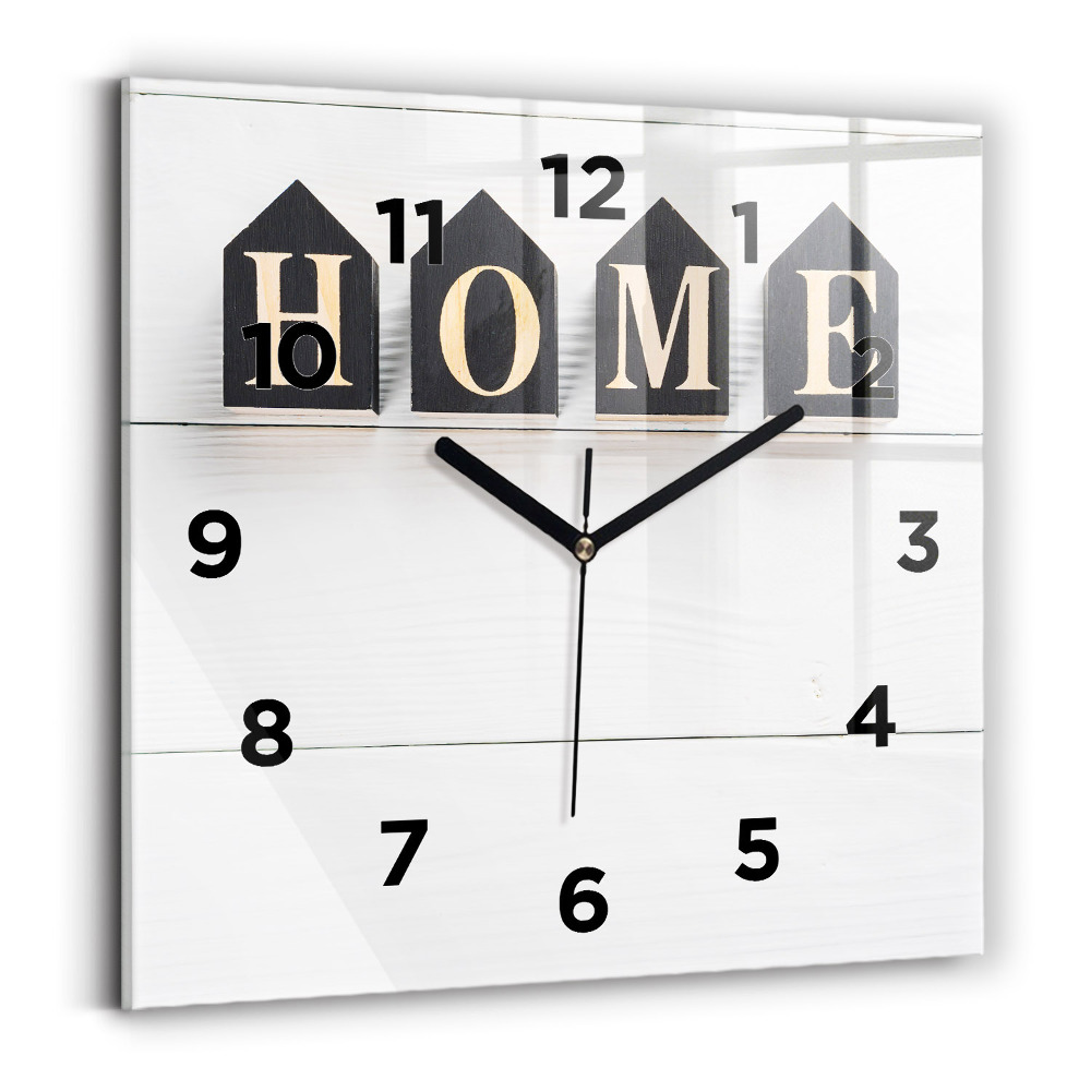 Horloge murale carrée Inscription de maison