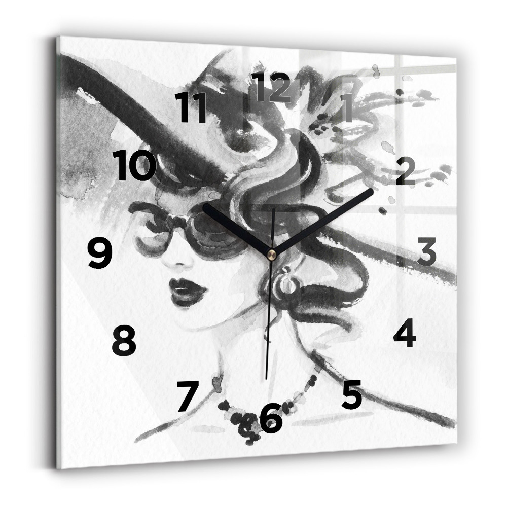 Horloge murale carrée Femme à la mode