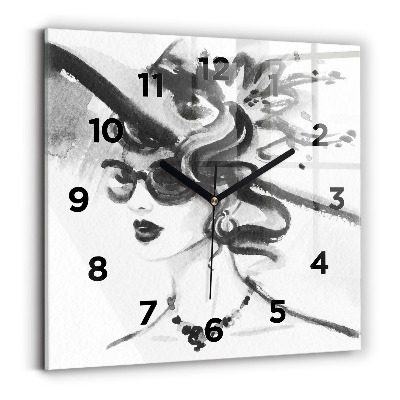 Horloge murale carrée Femme à la mode