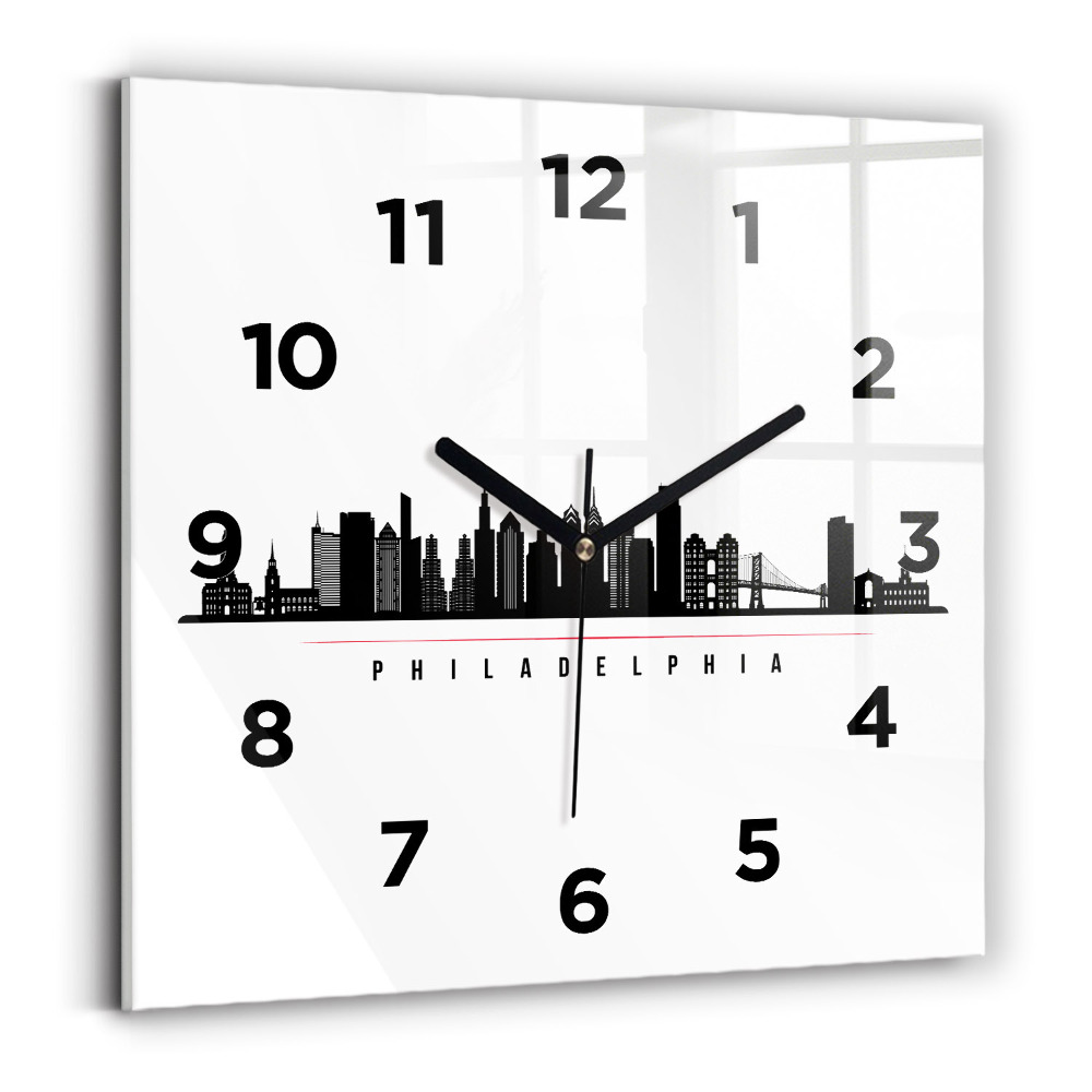 Horloge carrée en verre Illustration Philadelphie