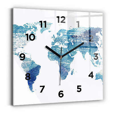 Horloge murale carrée Carte du monde