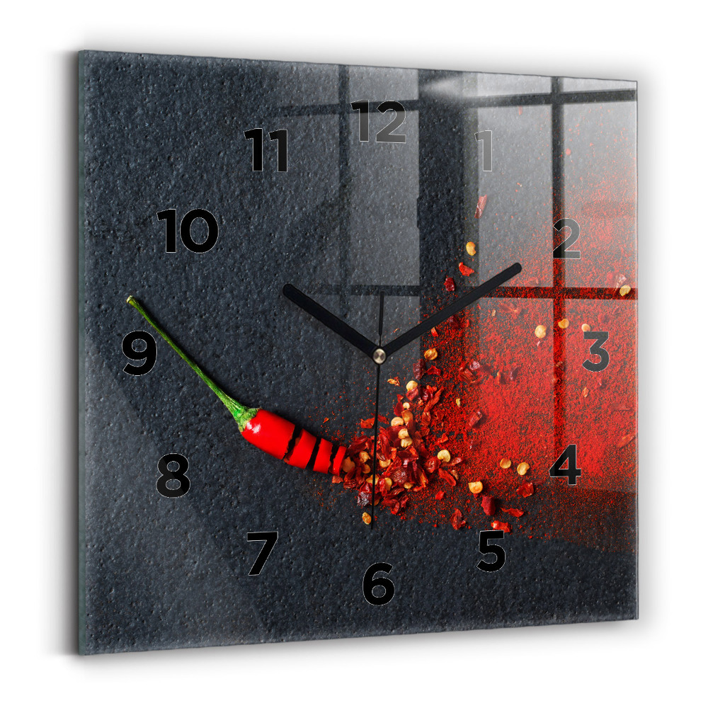 Pendule carrée en verre Poivre rouge épicé