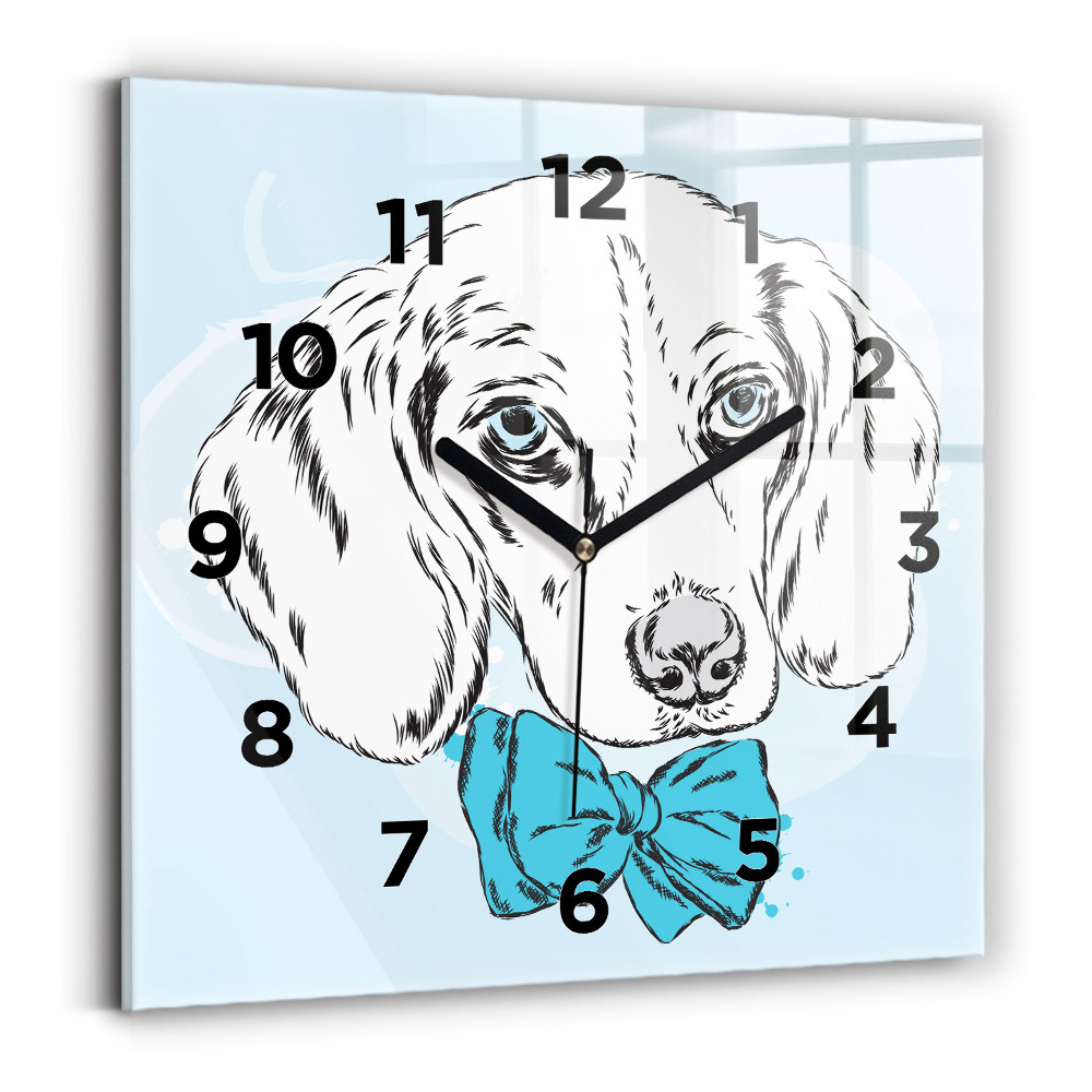 Pendule carrée en verre Chien chiot