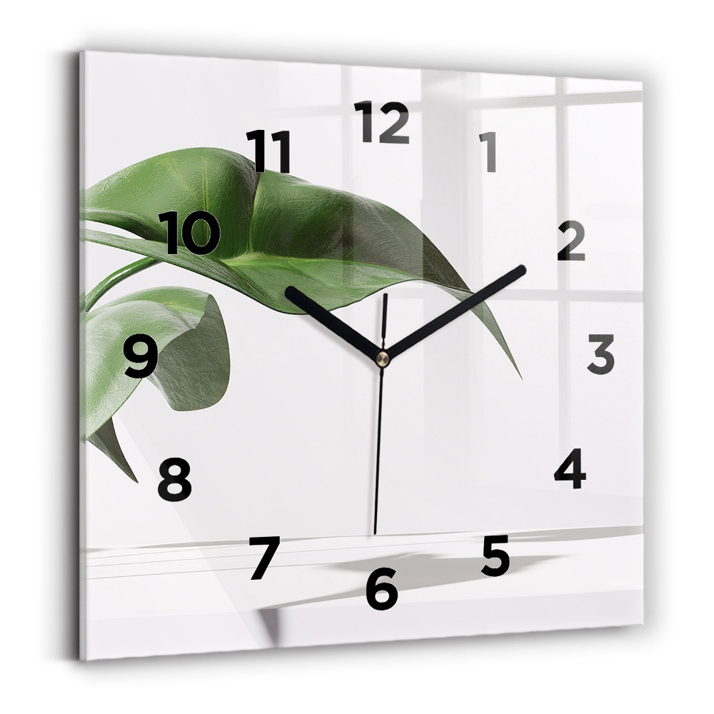 Horloge carrée en verre Feuilles abstraites