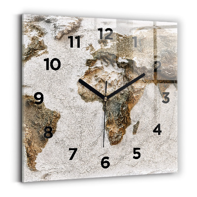 Horloge murale carrée Carte du vieux monde