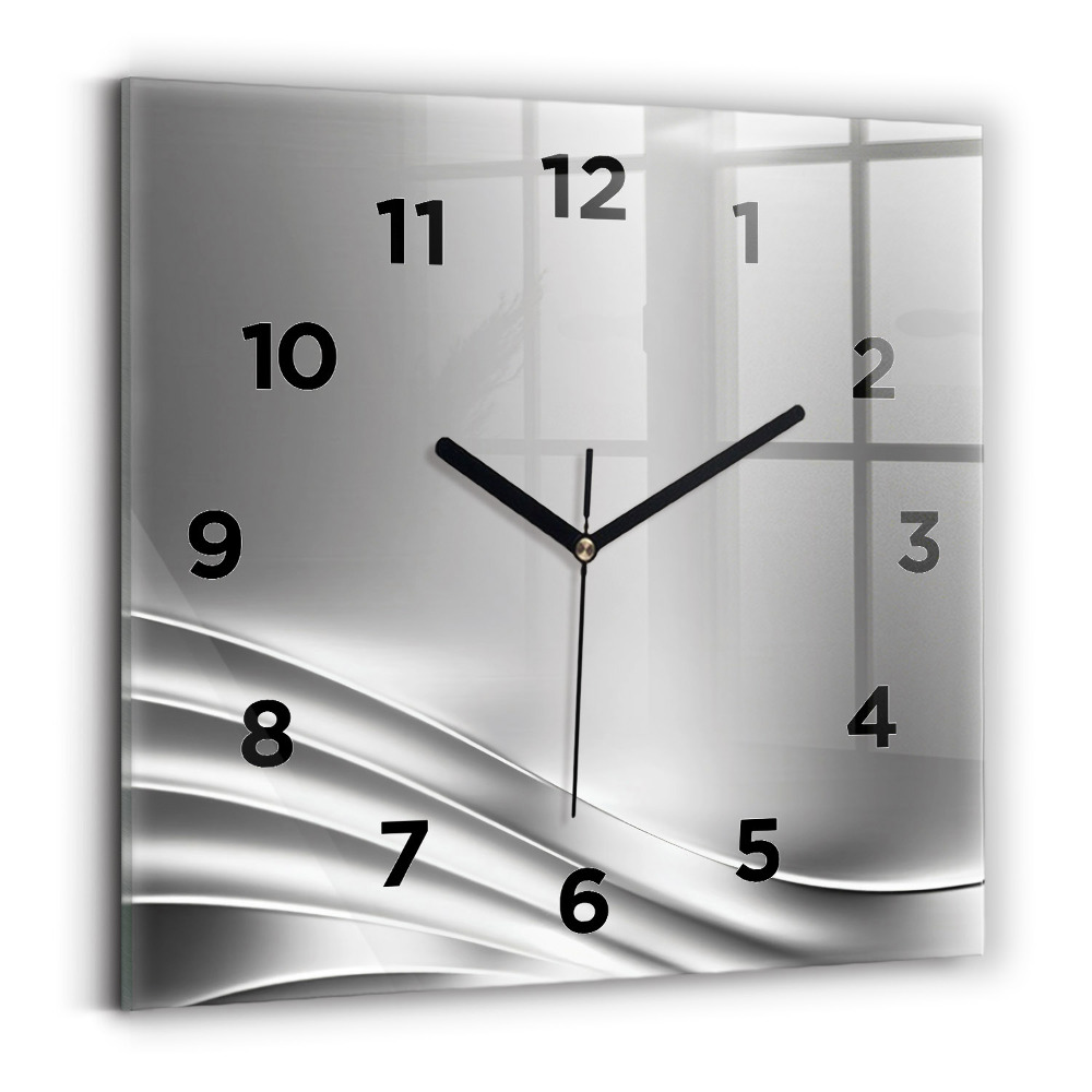 Pendule carrée en verre Abstraction argentée