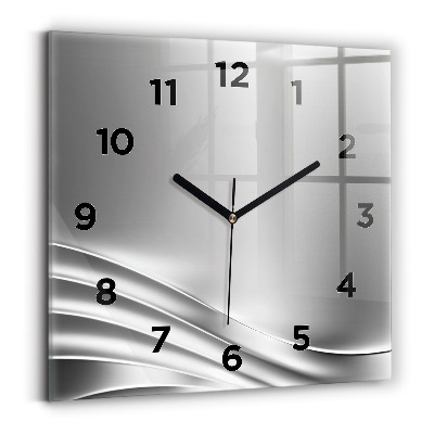 Pendule carrée en verre Abstraction argentée