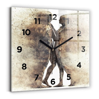 Pendule carrée en verre Personnes abstraites sable