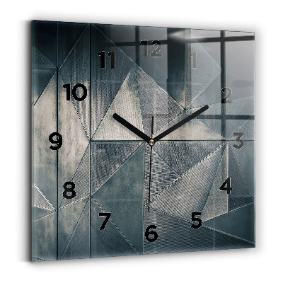 Horloge murale carrée Triangles abstraits en métal
