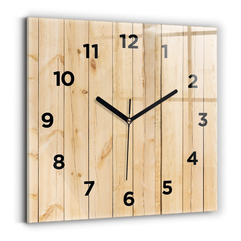 Horloge murale carrée Planches de bois