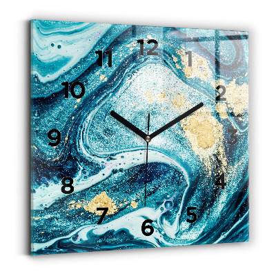 Horloge carrée en verre Marbre abstrait
