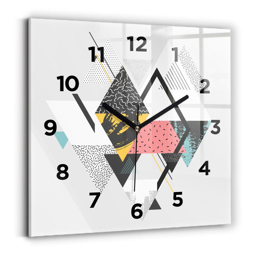 Horloge carrée en verre Motif géométrique