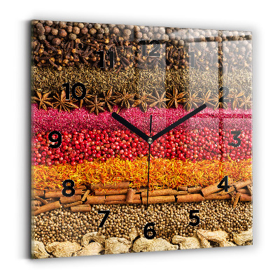Pendule carrée en verre Rangées d'épices