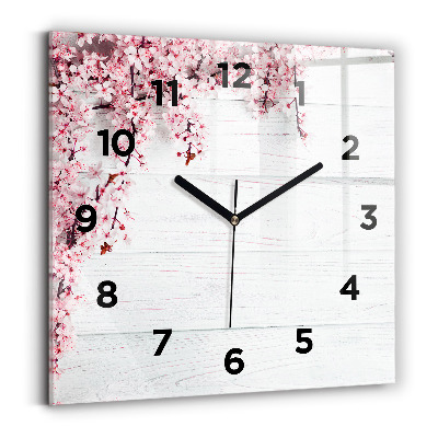 Horloge carrée en verre Fleurs de printemps