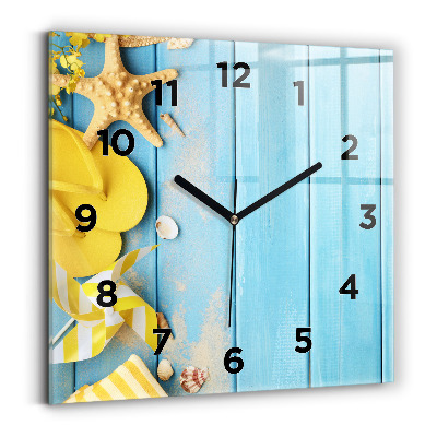 Horloge murale carrée Accessoires de plage et planches