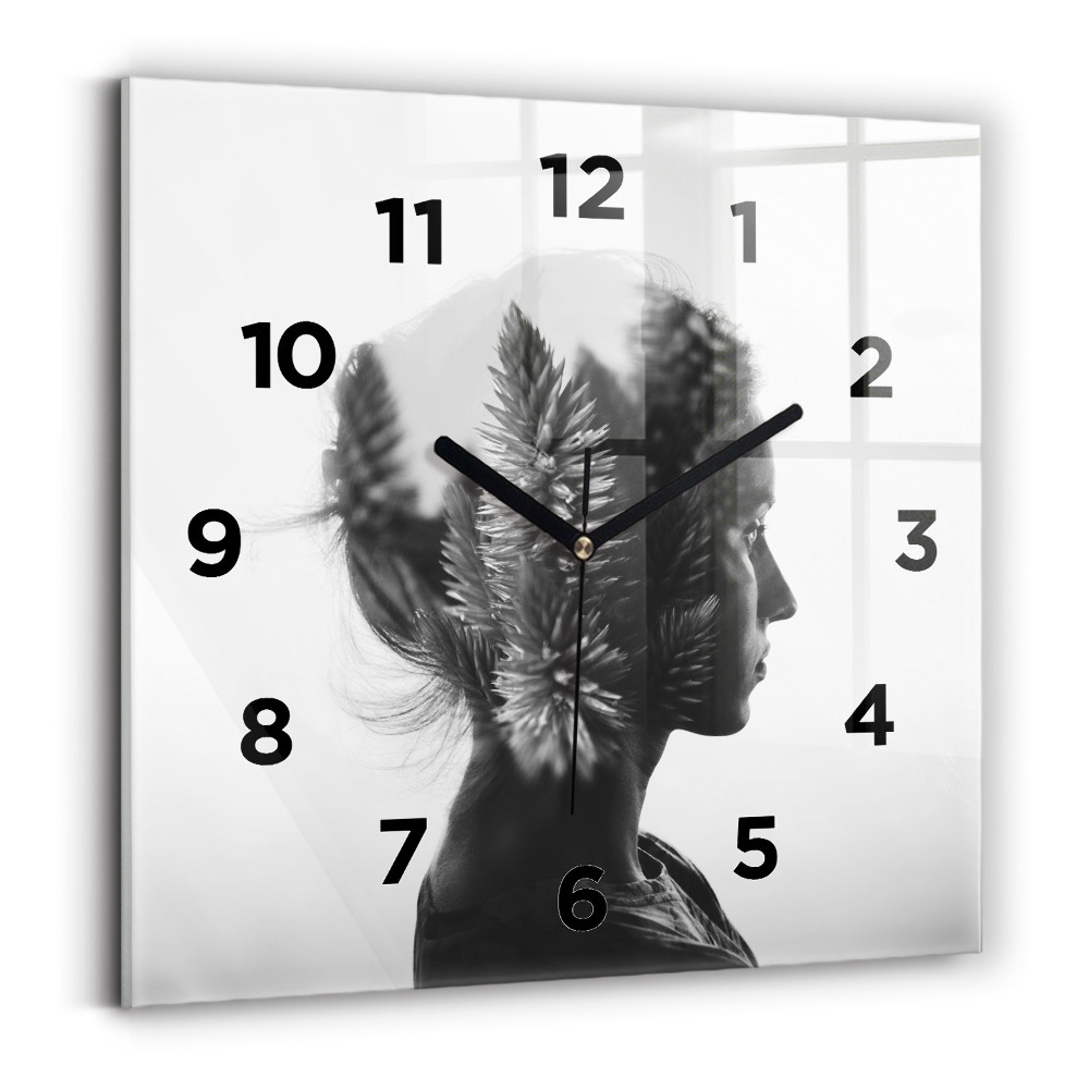 Pendule carrée en verre Portrait d'une femme