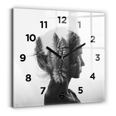 Pendule carrée en verre Portrait d'une femme