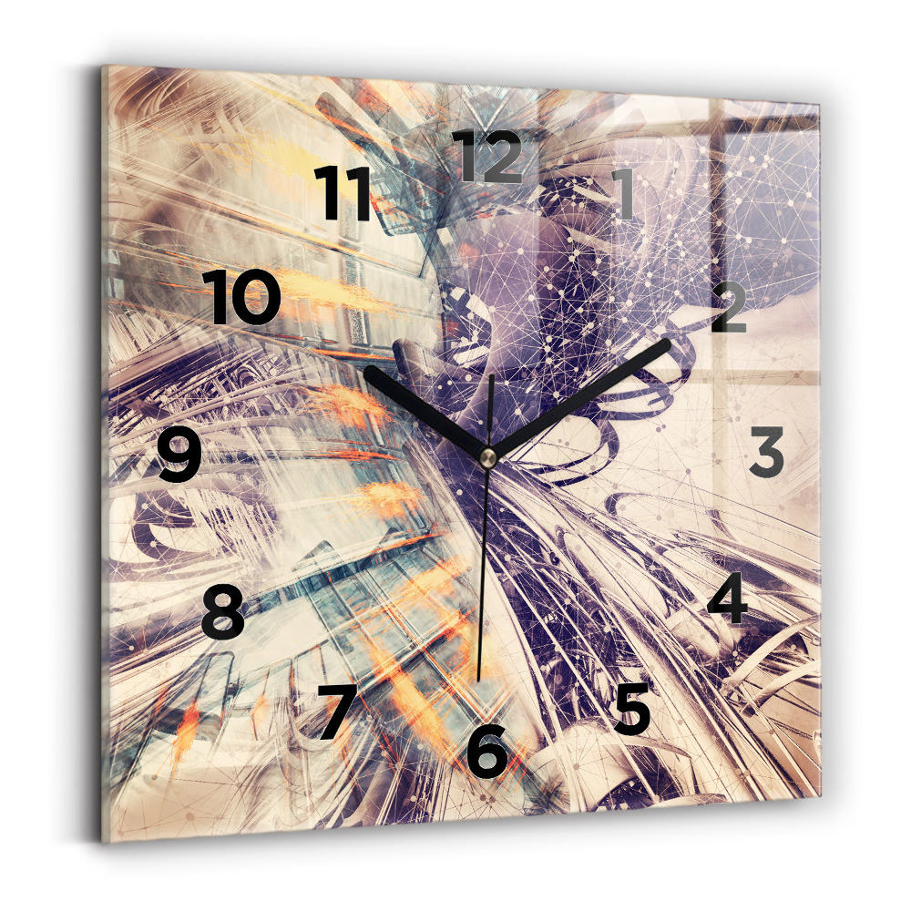 Pendule carrée en verre Mécanisme abstrait