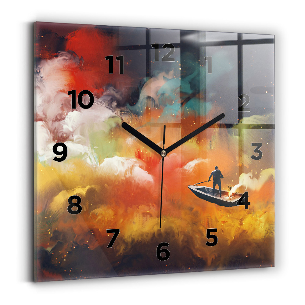 Pendule carrée en verre Image abstraite