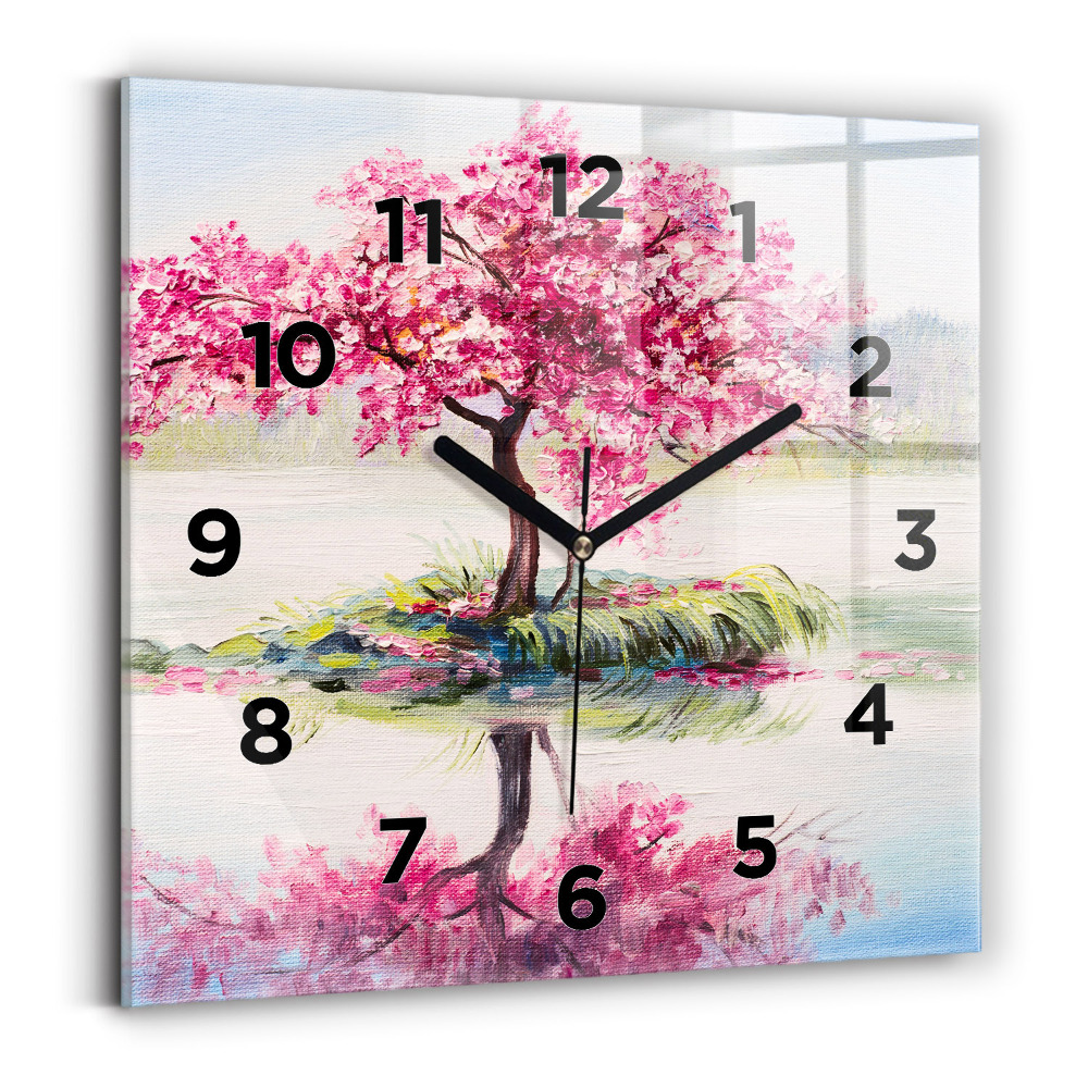 Horloge murale carrée Mosaïque d'un arbre
