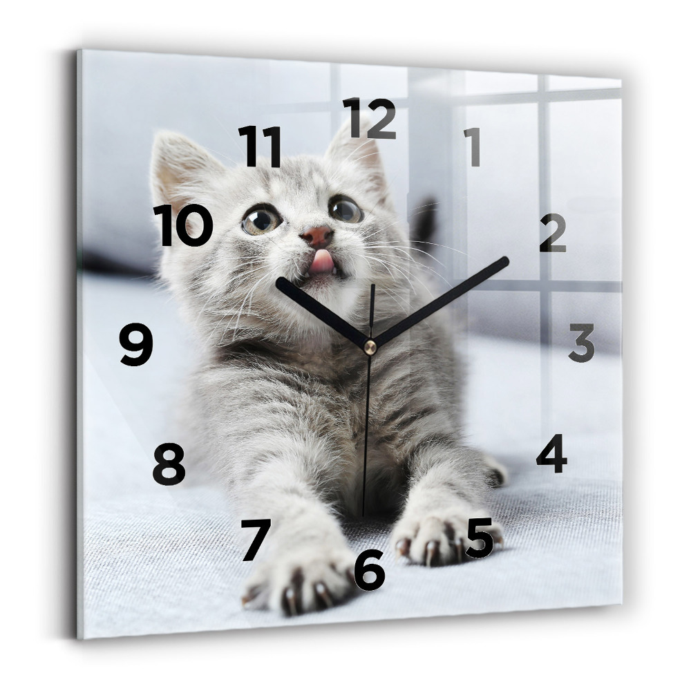 Horloge murale carrée Chat sur un canapé