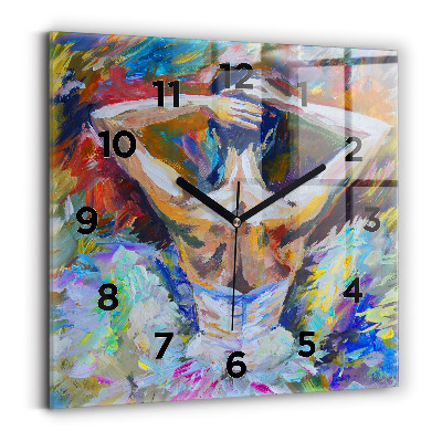 Horloge murale carrée Ballerine peinte