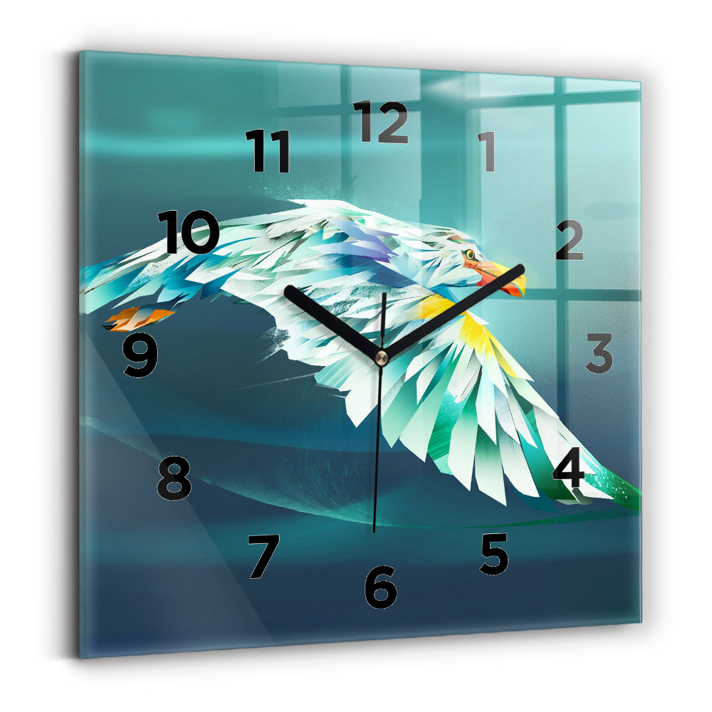 Horloge murale carrée Image d'un aigle en vol