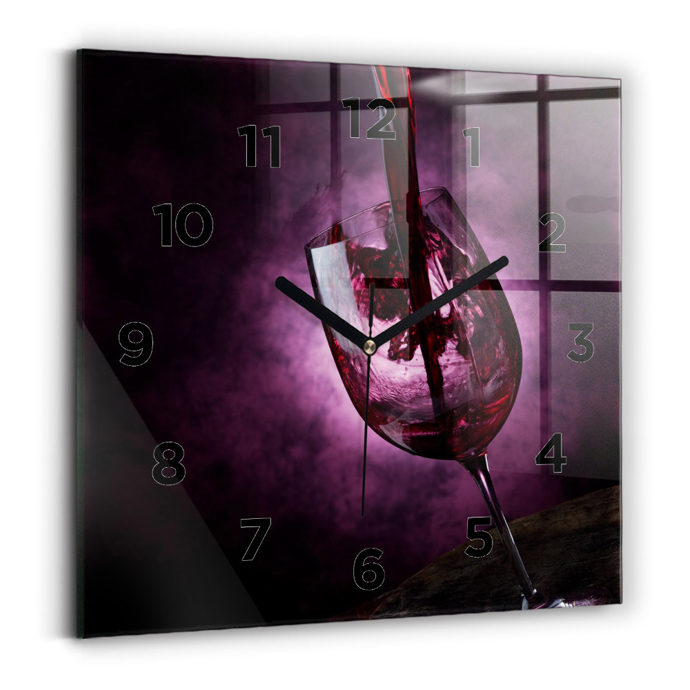 Horloge carrée en verre Verre à vin
