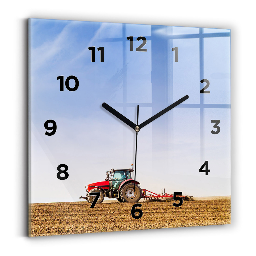 Horloge murale carrée Agriculteur dans un tracteur
