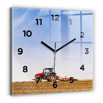 Horloge murale carrée Agriculteur dans un tracteur