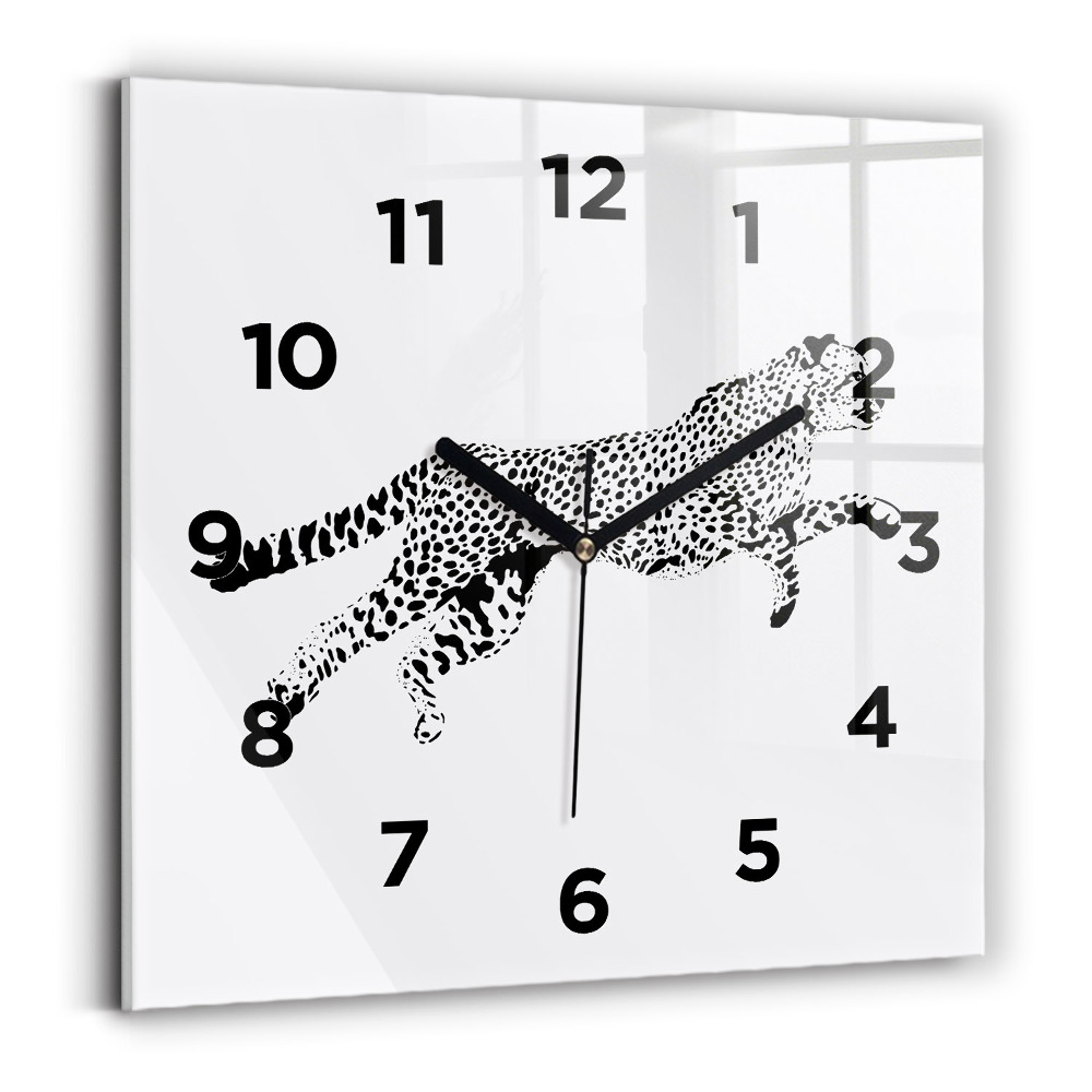 Pendule carrée en verre Silhouette de panthère