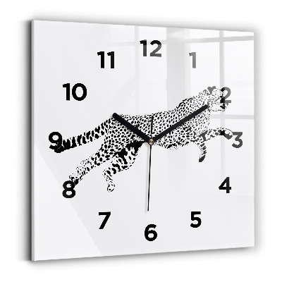 Pendule carrée en verre Silhouette de panthère