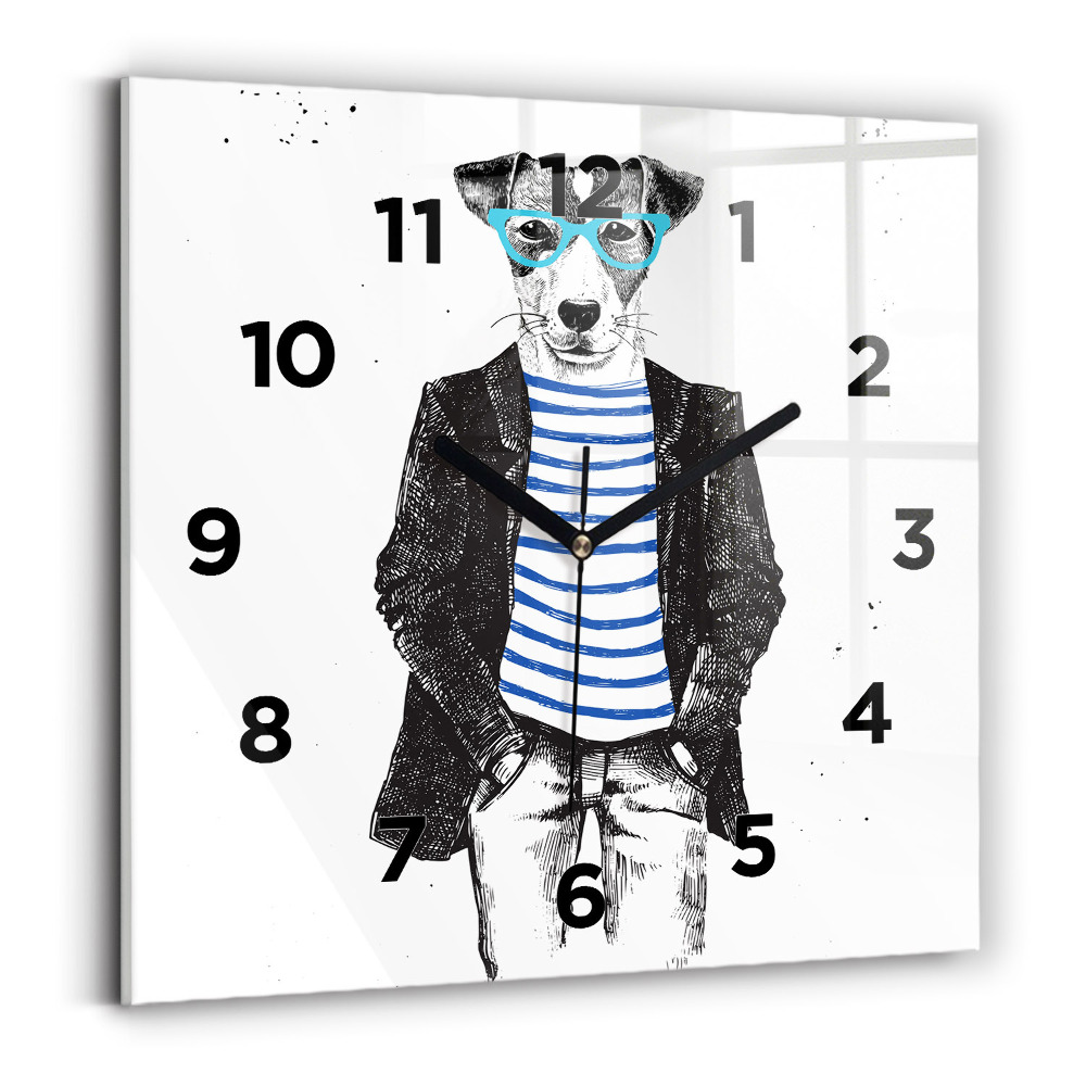 Horloge carrée en verre Chien dans un corps humain
