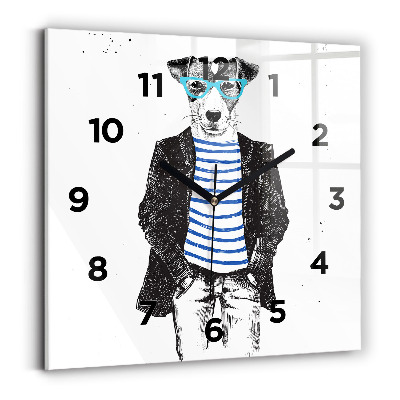 Horloge carrée en verre Chien dans un corps humain