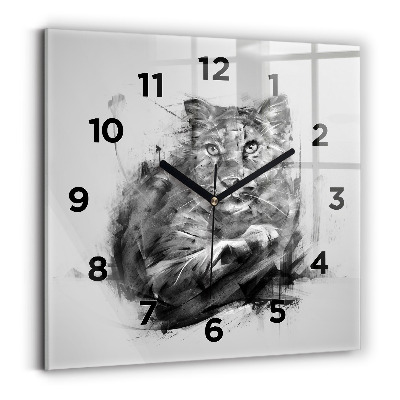 Horloge murale carrée Lion peint