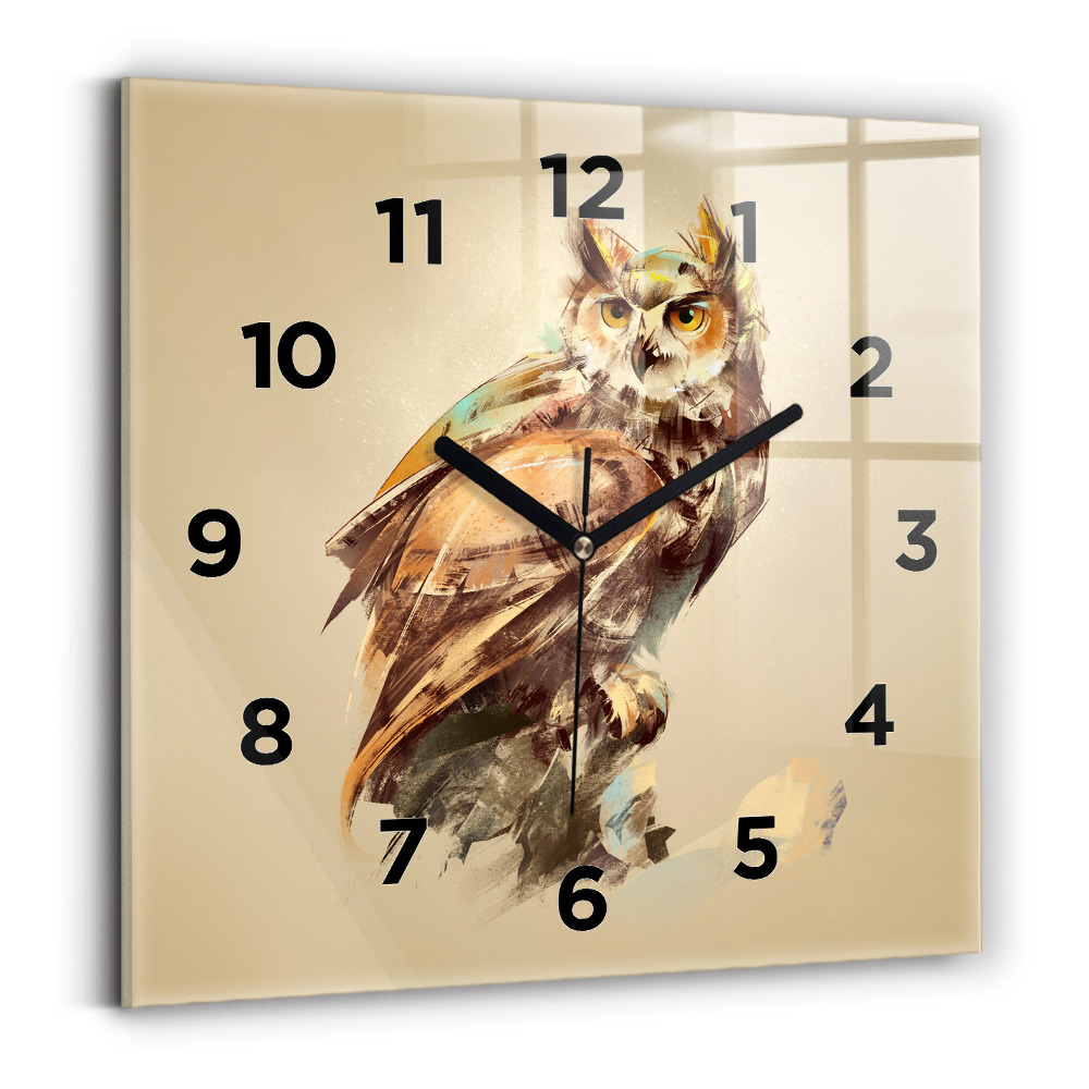 Horloge murale carrée Hibou - un signe de sagesse